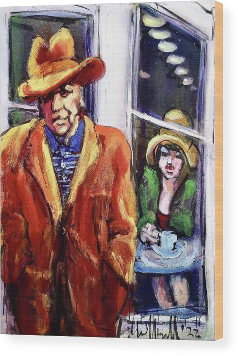 Painting Wood Print featuring the painting Hopper and Woman by Les Leffingwell