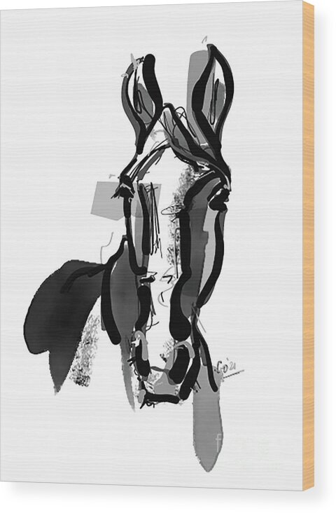 Horse Portrait Wood Print featuring the painting Horse portret by Go Van Kampen