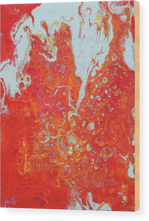 Fluid Wood Print featuring the painting Hot Lava and Ice by Maria Meester