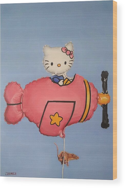 Hello Kitty Wood Print featuring the painting In Search Of A Better Mousetrap by Jean Cormier