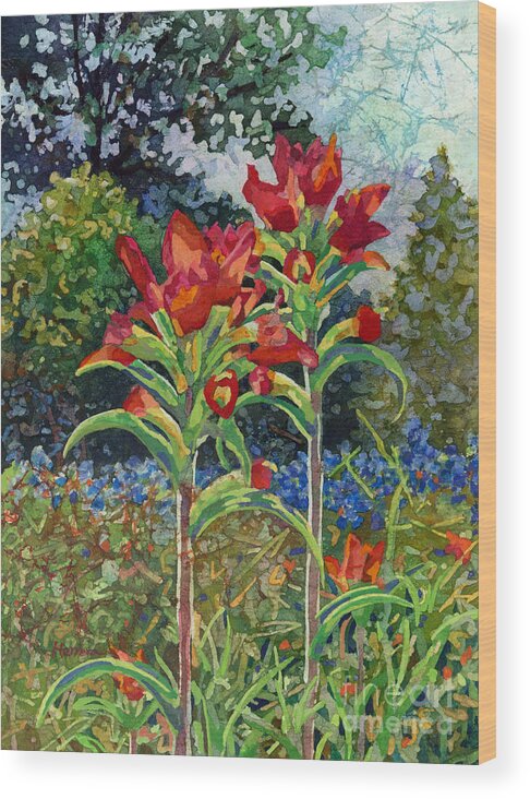 Wild Flower Wood Print featuring the painting Indian Spring by Hailey E Herrera