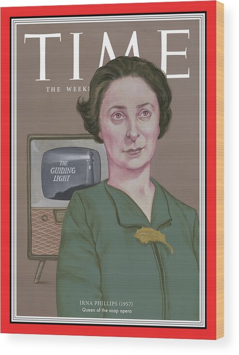 Time Wood Print featuring the photograph Irna Phillips, 1957 by TIMEIllustration by Anita Kunz for TIME