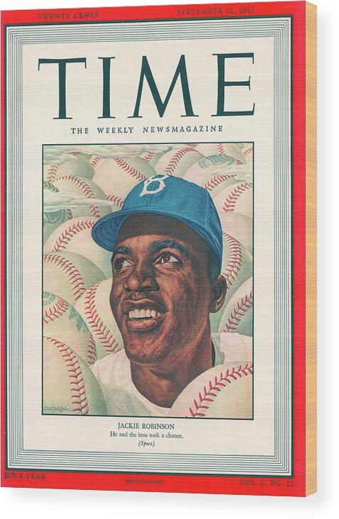 Jackie Robinson Wood Print featuring the photograph Jackie Robinson - 1947 by Ernest Hamlin Baker
