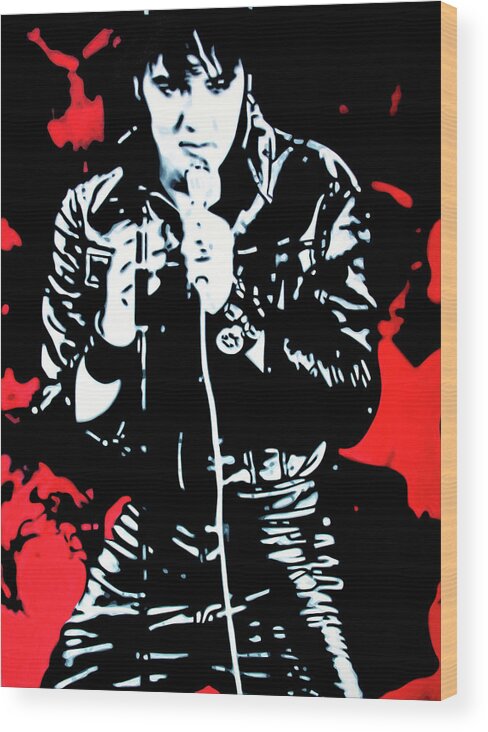 Elvis Presley Wood Print featuring the painting Jailhouse Rock by Hood MA Central St Martins London