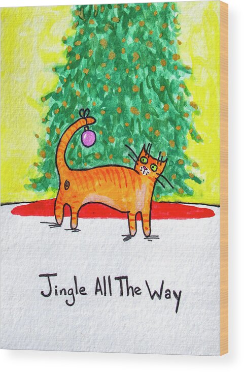 Christmas Wood Print featuring the painting Jingle All The Way by Jean Haynes
