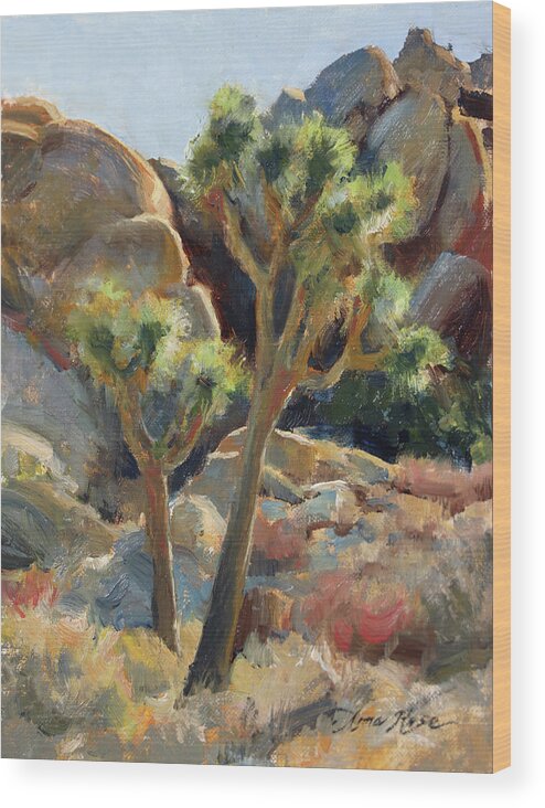 Joshua Tree Wood Print featuring the painting Joshua Tree Study by Anna Rose Bain