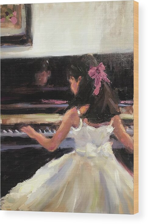 Junior Pianist Wood Print featuring the painting Junior Pianist by Ashlee Trcka