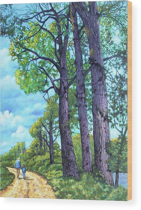 Old Man Wood Print featuring the painting Just A Walk With Ekon by John Lautermilch