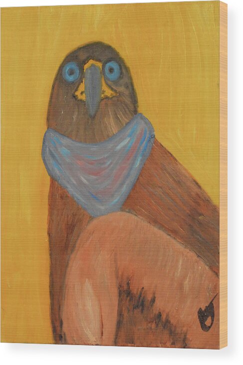 Eagle Wood Print featuring the painting Khan the Eagle by Anita Hummel