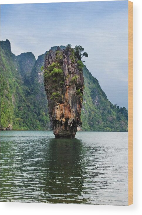 James Bond Island Wood Print featuring the photograph Khao Ta Pu Rock at James Bond Island, Thailand by Christine Ley