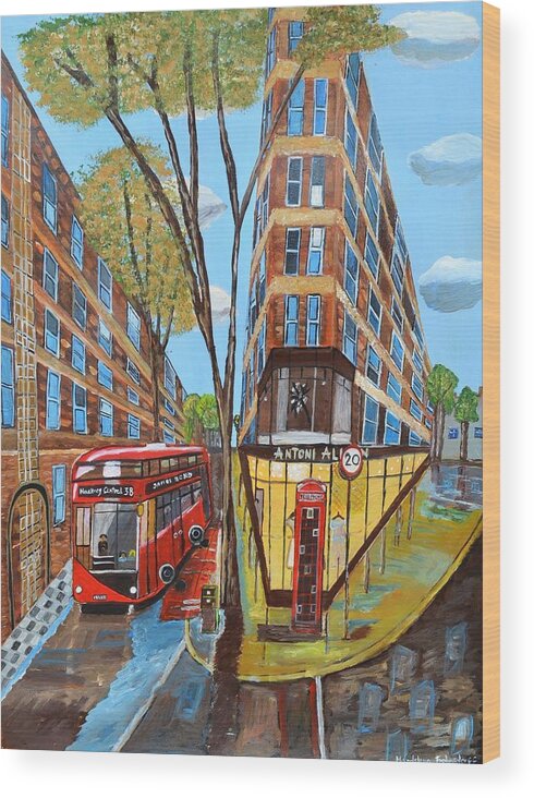 London Wood Print featuring the painting London Rosebery Avenue by Magdalena Frohnsdorff