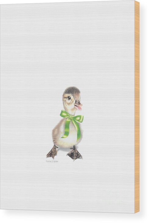 Duckling Wood Print featuring the drawing Lucky Ducky with Transparent Background by Karrie J Butler