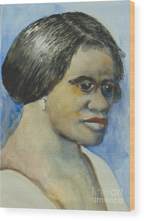 Beauty Products Wood Print featuring the painting Madam CJ Walker by Saundra Johnson