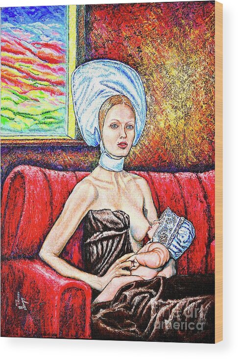  Madonna Wood Print featuring the painting Madonna and baby by Viktor Lazarev