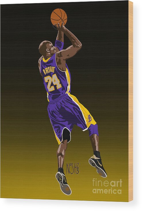 Kobe Wood Print featuring the digital art Mamba by Jeremy Nash