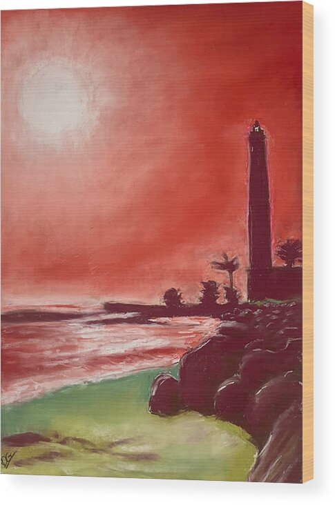Maspalomas Wood Print featuring the pastel Maspalomas Sunset by Dave Griffiths
