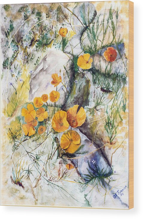 California Poppy Wood Print featuring the painting Missing Arizona by Barbara F Johnson