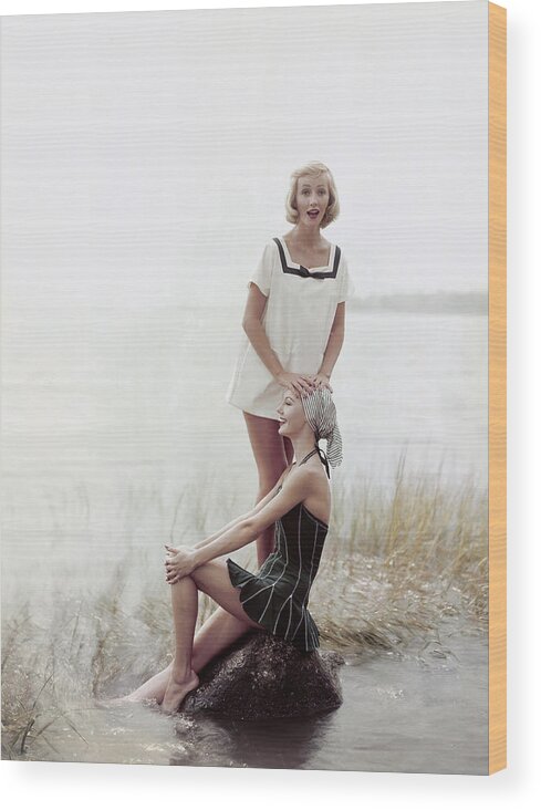 Fashion Wood Print featuring the photograph Models in Cole of California Beachwear by Richard Rutledge