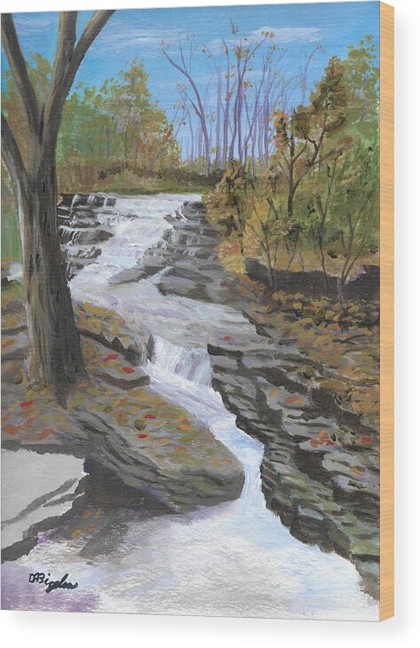 Mohawk Wood Print featuring the painting Mohawk Cascade by David Bigelow