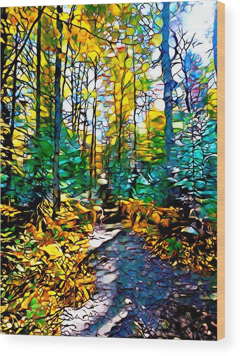 Woods Wood Print featuring the digital art Mosaic Landscape Forest Design 283 by Lucie Dumas