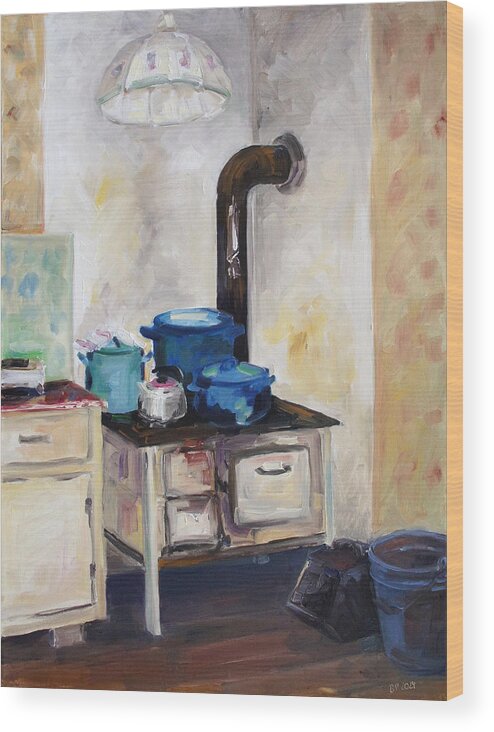 Barbarapommerenke Wood Print featuring the painting Mrs Ms Kitchen by Barbara Pommerenke