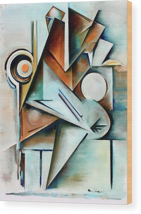 Jazz Wood Print featuring the painting Oblique / Quaternate by Martel Chapman