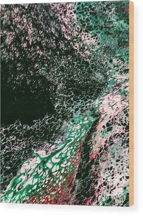 Ocean Wood Print featuring the painting Ocean Blast by Anna Adams