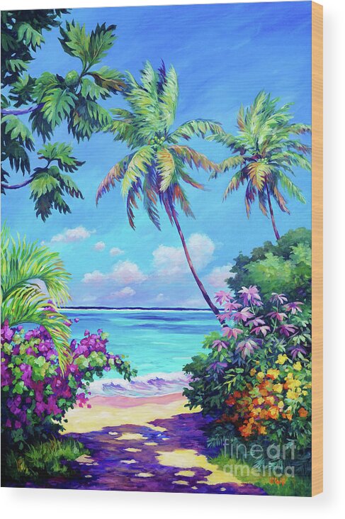 Art Wood Print featuring the painting Ocean View with Breadfruit Tree by John Clark