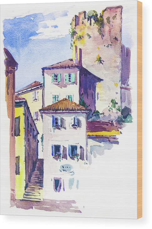 Herceg Novi Wood Print featuring the painting Old houses of Herceg Novi, 1938 by Viktor Wallon-Hars