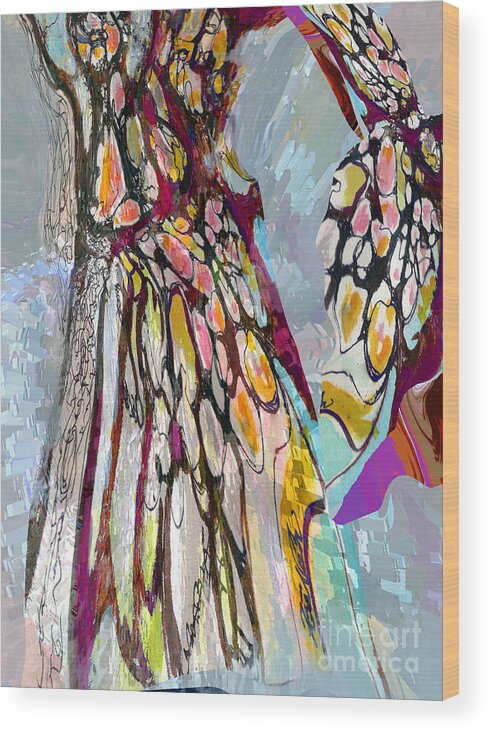 Tree Wood Print featuring the mixed media oy of Spring in the Mother Tree by Zsanan Studio