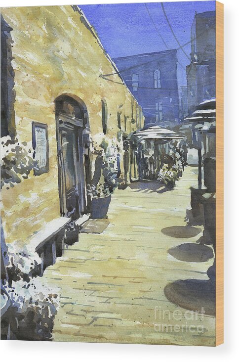 Alleyway Art Wood Print featuring the painting Pailin's Alleyway- Elizabeth City by Ryan Fox