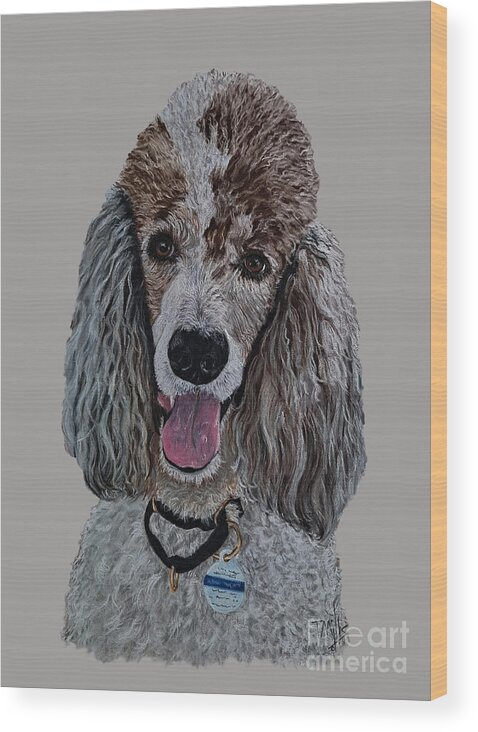 Dog Wood Print featuring the drawing Parti-Colored Poodle by Terri Mills