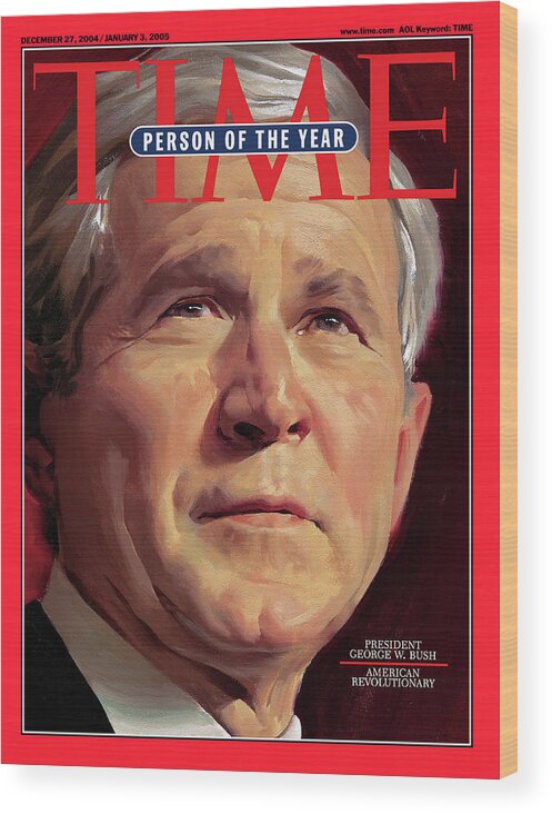 2000 Person Of The Year Wood Print featuring the photograph 2004 Person of the Year - George W. Bush by Illustration for TIME by Daniel Ade