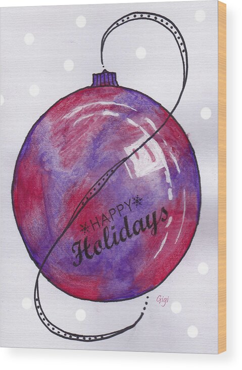 Pink Wood Print featuring the painting Pink Purple Ornament by Gigi Dequanne