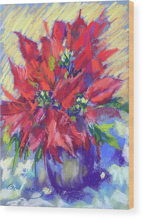 Poinsettia Wood Print featuring the painting Poinsettia by Carol Berning