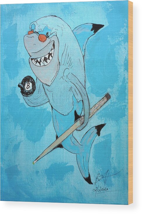 Acrylic Wood Print featuring the mixed media Pool Shark by Brent Knippel
