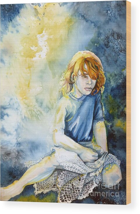 Pre Teen Wood Print featuring the painting Pre Teen by Merana Cadorette