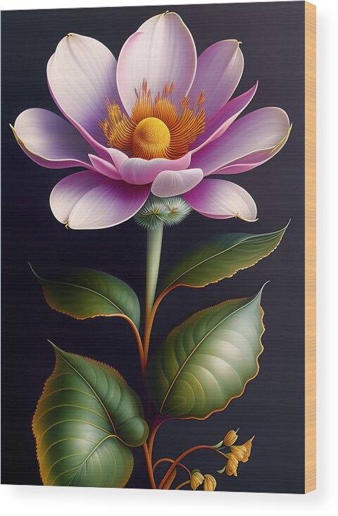 Illustration Wood Print featuring the digital art Purple Flower Bloom by Lori Hutchison