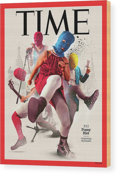 Time Wood Print featuring the photograph Pussy Riot, 2012 by Illustration by Neil Jamieson for TIME