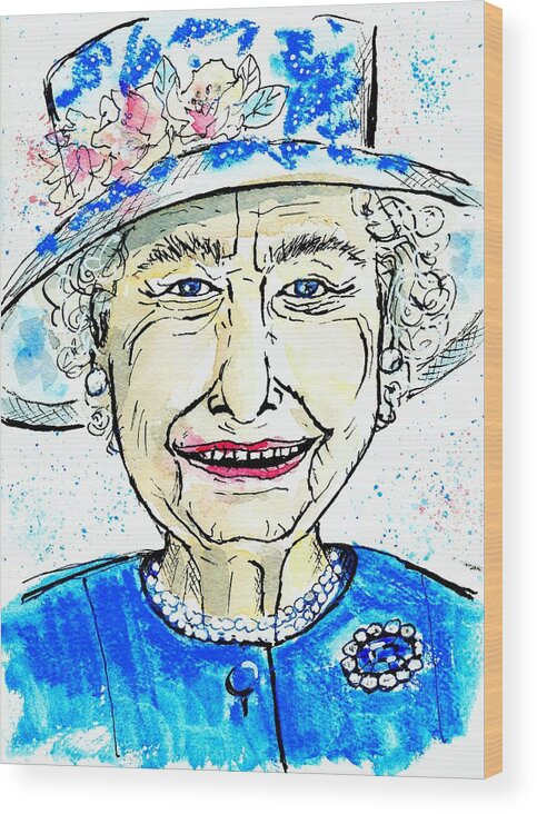 Queen Elizabeth Ii Wood Print featuring the mixed media Queen Elizabeth II by Nataliya Vetter