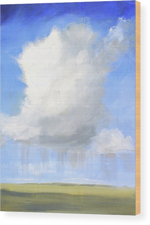Rain Cloud Wood Print featuring the painting Rain Cloud Landscape by Nancy Merkle