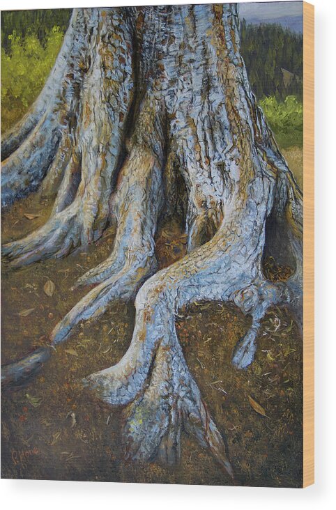 Tree Wood Print featuring the painting Reaching Out by Hone Williams