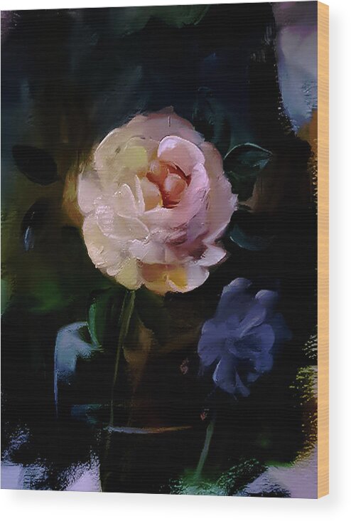 Rose Wood Print featuring the painting Realism Rose by Lisa Kaiser