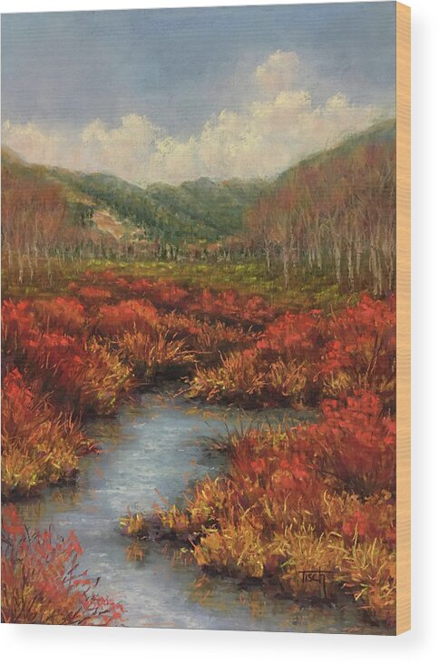 Red Twigged Dogwoods Wood Print featuring the pastel Red Dogs by Lee Tisch Bialczak