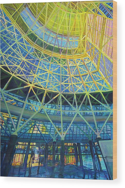 Convention Center Wood Print featuring the painting Rise On Up by Bonnie Lambert