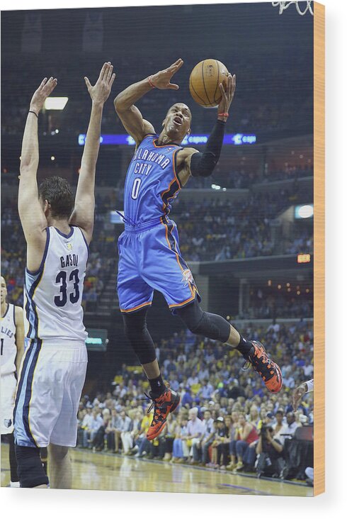 Playoffs Wood Print featuring the photograph Russell Westbrook by Andy Lyons