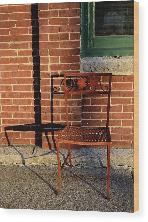 Rusty Wood Print featuring the photograph Rusty chair at sunset by Corinne Rhode