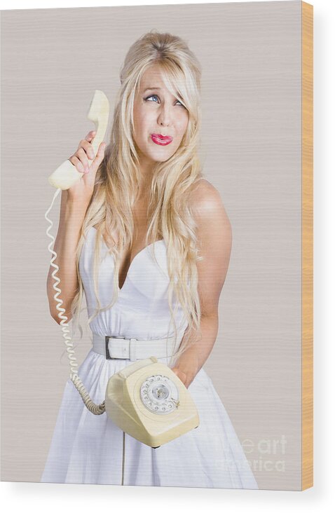 Reception Wood Print featuring the photograph Pinup help desk operator by Jorgo Photography