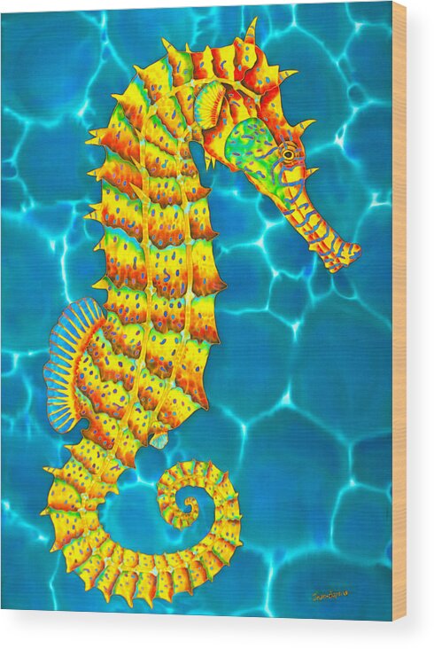 Seahorse Wood Print featuring the painting Jamaican Seahorse by Daniel Jean-Baptiste