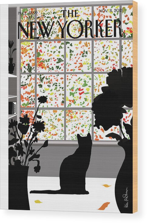 Cat Wood Print featuring the digital art Seasons Turn by Kim DeMarco